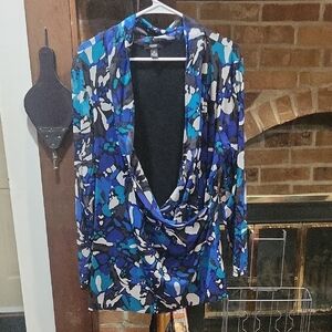Alfani Black and Blue Patterned Top